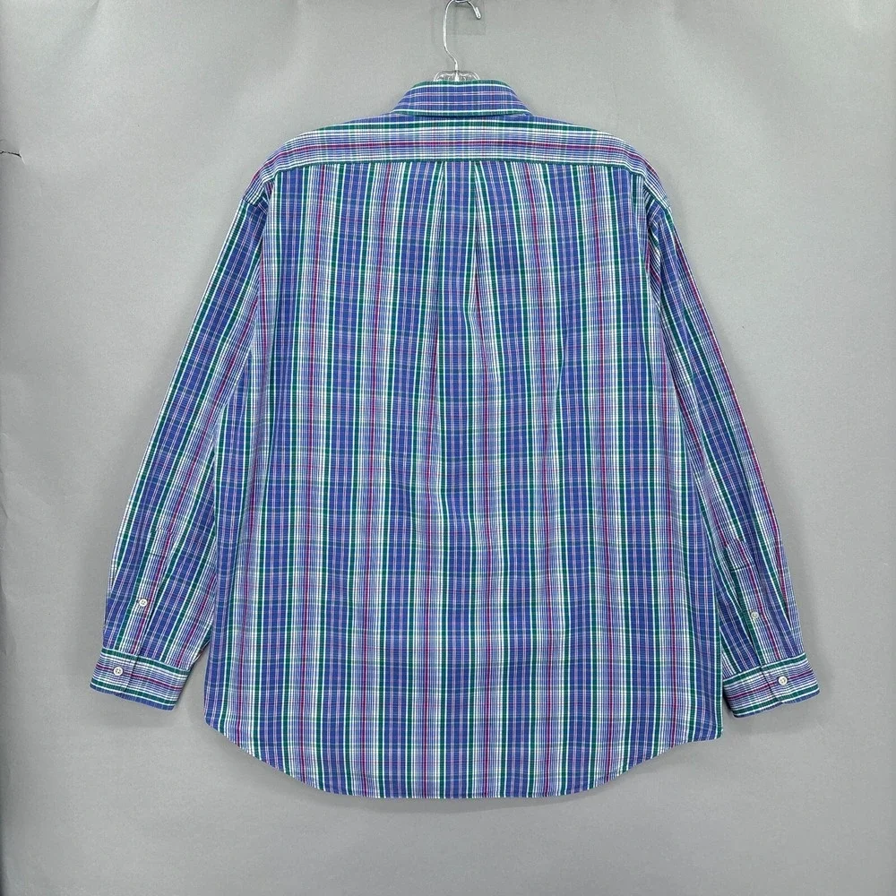 Polo Ralph Lauren Shirt Mens XL‎ Blue Pink Plaid Button Up Tartan Blake Vintage